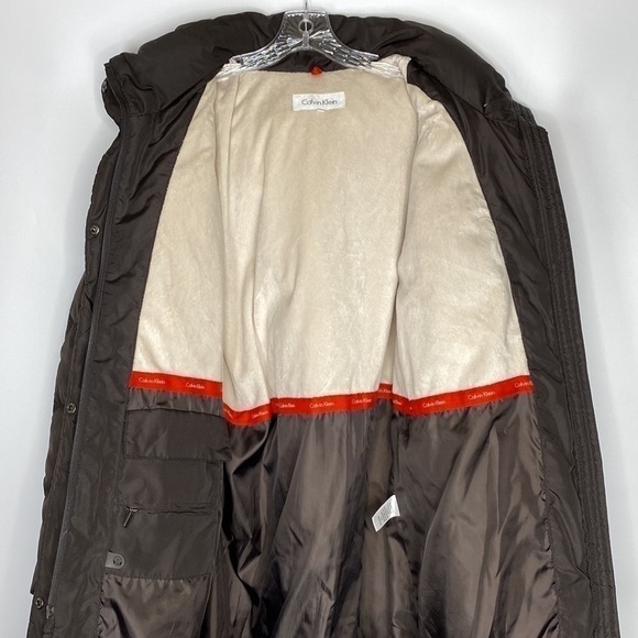 Calvin Klein Brown Puffy Down Hooded Parka Jacket Size XL - Picture 6 of 11